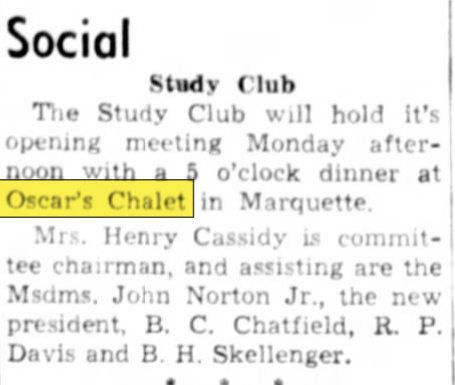 Oscars Chalet - Jul 17 1955 Article